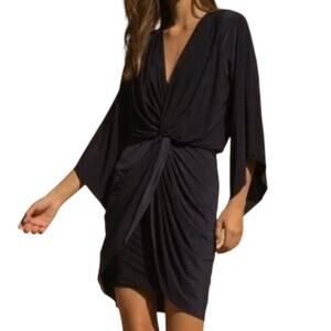 NWT MISA Los Angeles Dress Teget Draped Cocktail Front Knot Twist Black Size S